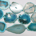 Cuentas ovaladas irregulares planas de ágata azul de 16", 53 x 40 mm, longitud aprox. 40 cm de tira.