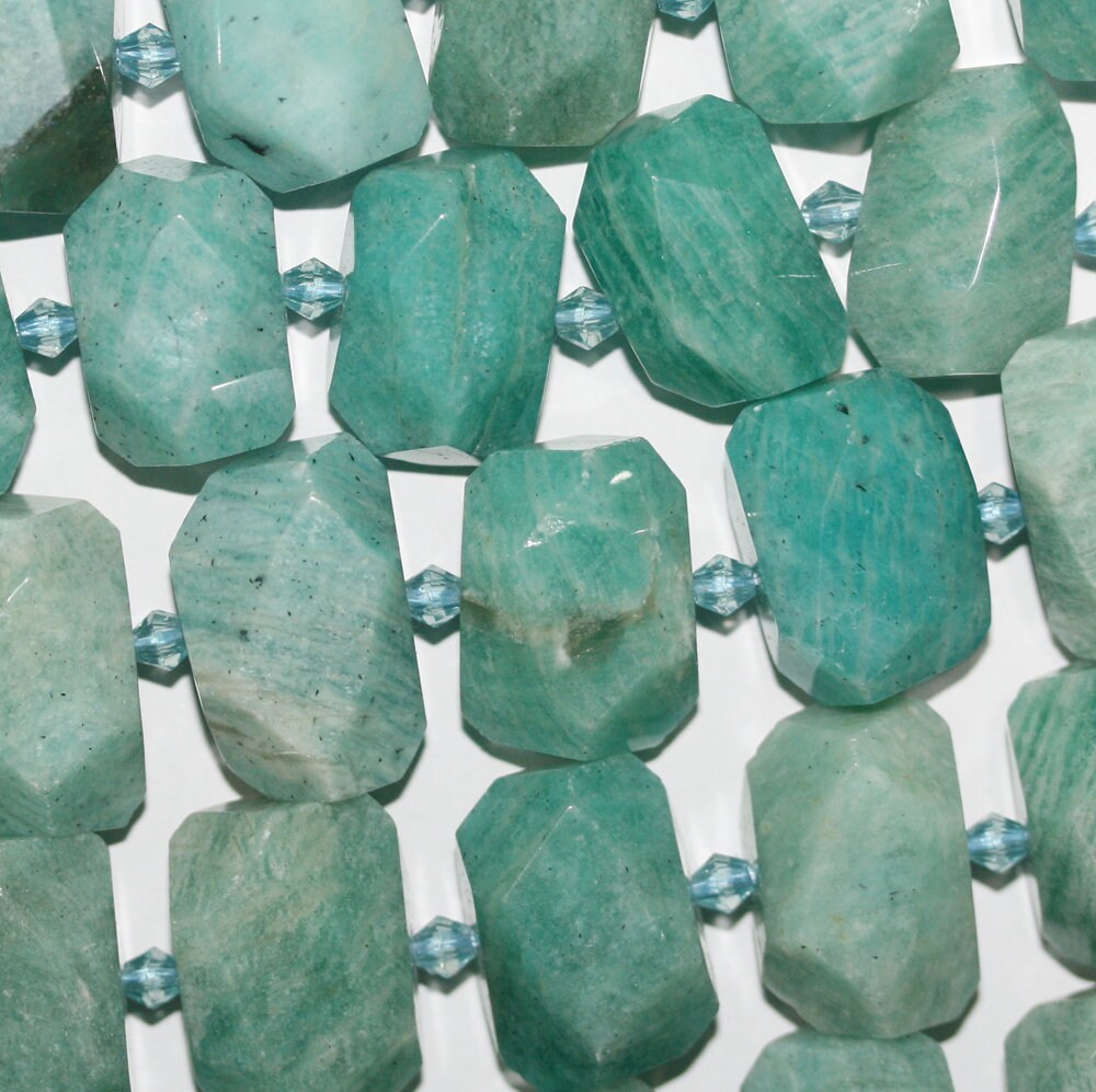 13" St Russian Amazonite Faceted Nugget Beads 12x18mm.Approx.-Strand 37cm