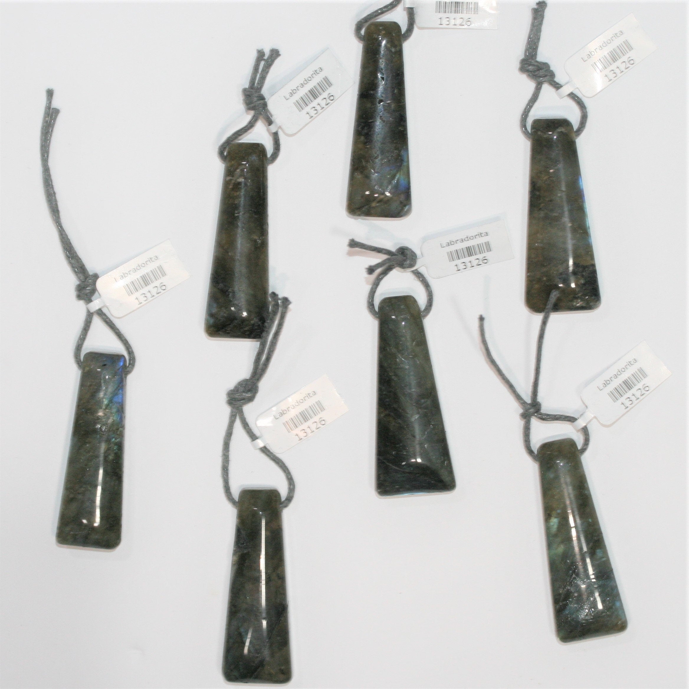 Pendentif rectangulaire en labradorite, environ 45 x 17 mm (différents styles et tailles disponibles).