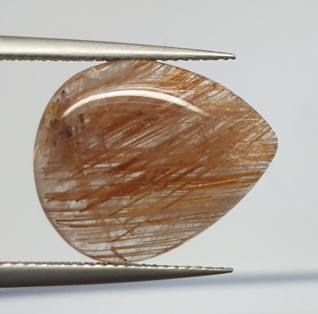 Top Quality Rutilated Quartz Smooth Drop Cabochon 18.8x14.5mm. (7.5ct.) - One of a Kind- Healing Properties-