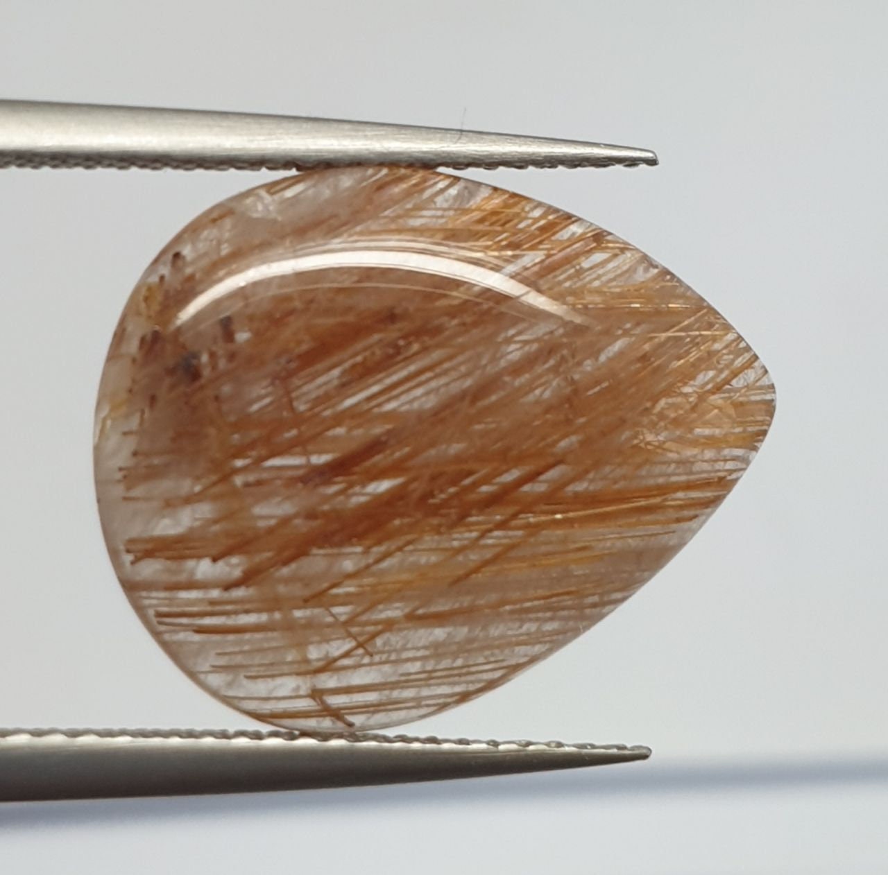 Top Quality Rutilated Quartz Smooth Drop Cabochon 18.8x14.5mm. (7.5ct.) - One of a Kind- Healing Properties-