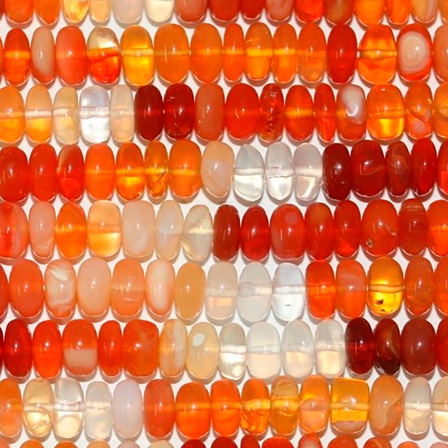 12" St  Fire Opal Smooth Rondelle Beads 7x4mm.-Approx.-Strand 35cm