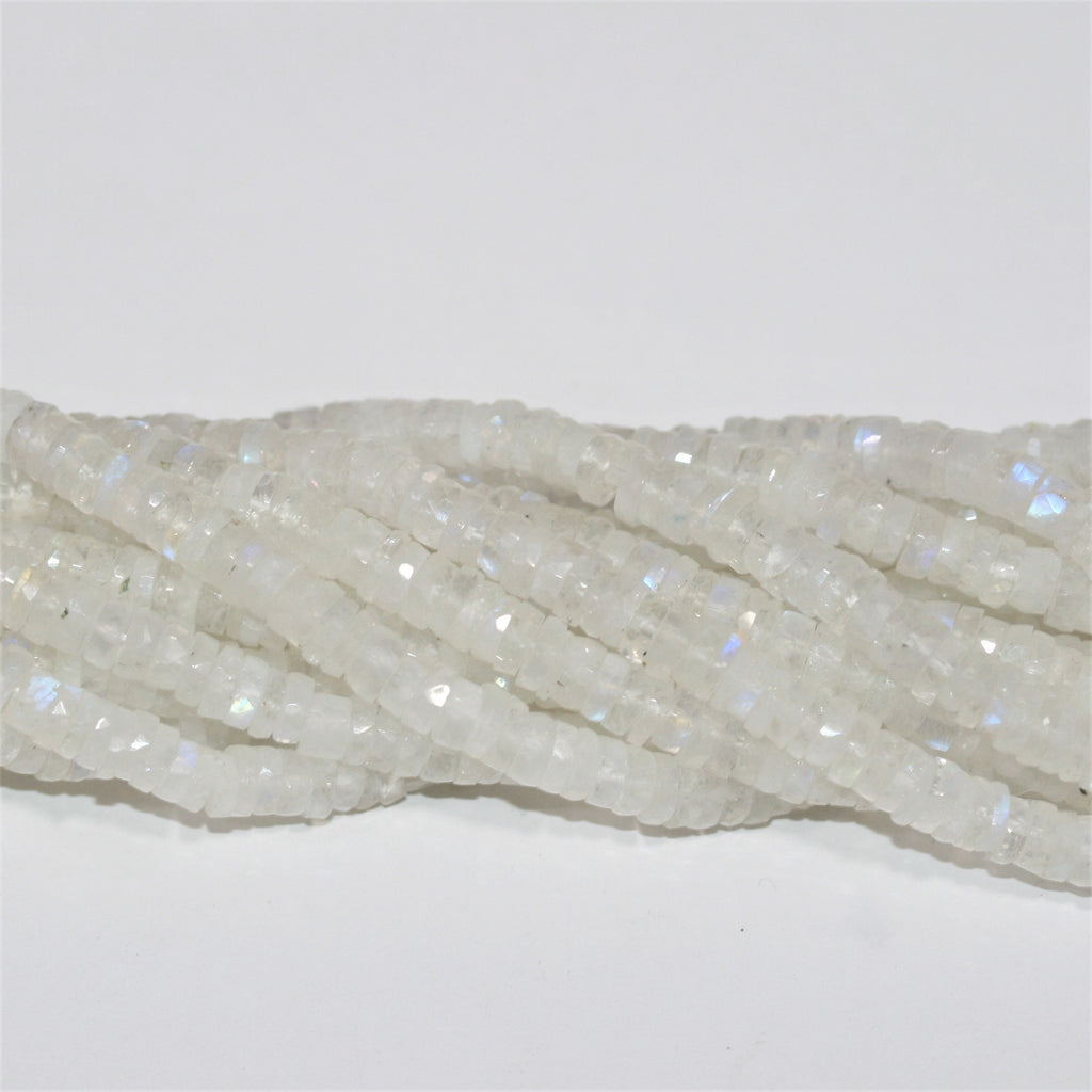 16" Cuentas de disco facetadas de piedra lunar 6x2 mm.- Hilo 40cm.