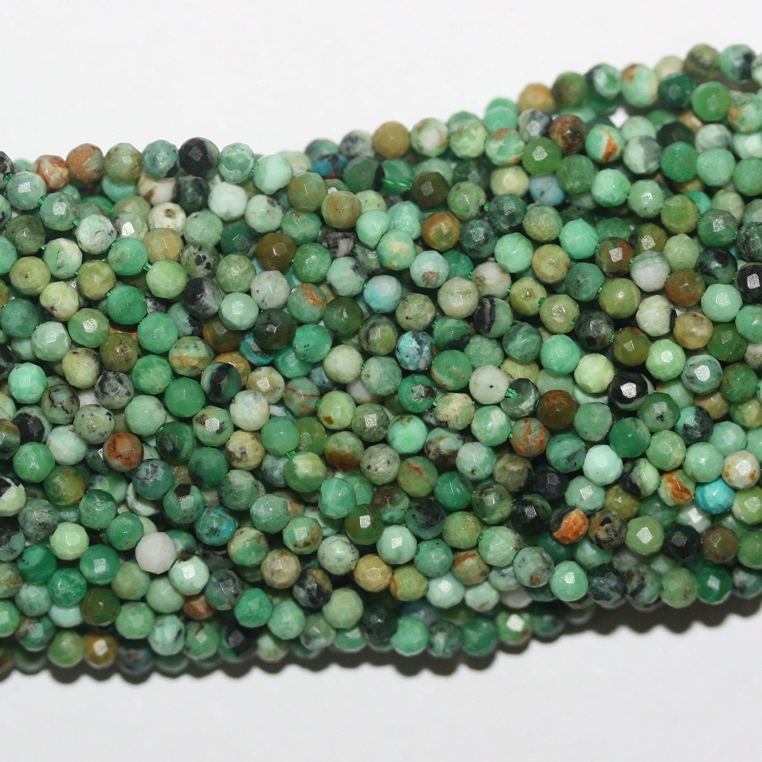 15" St Variscite Perles Rondes Facettées 3mm.-Rig 39cm.