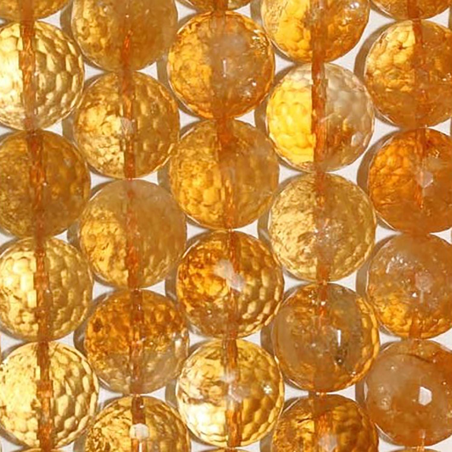 Cuentas redondas facetadas de citrino de 16" (15-16 mm) - Hilo de 40 cm