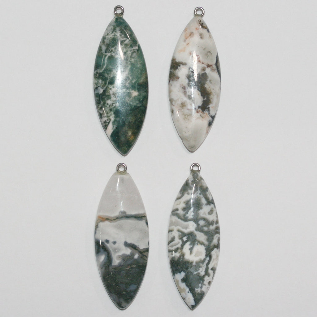 Pendentif en bâtonnets lisses d'agate mousse 55x20 mm environ (1 pièce).