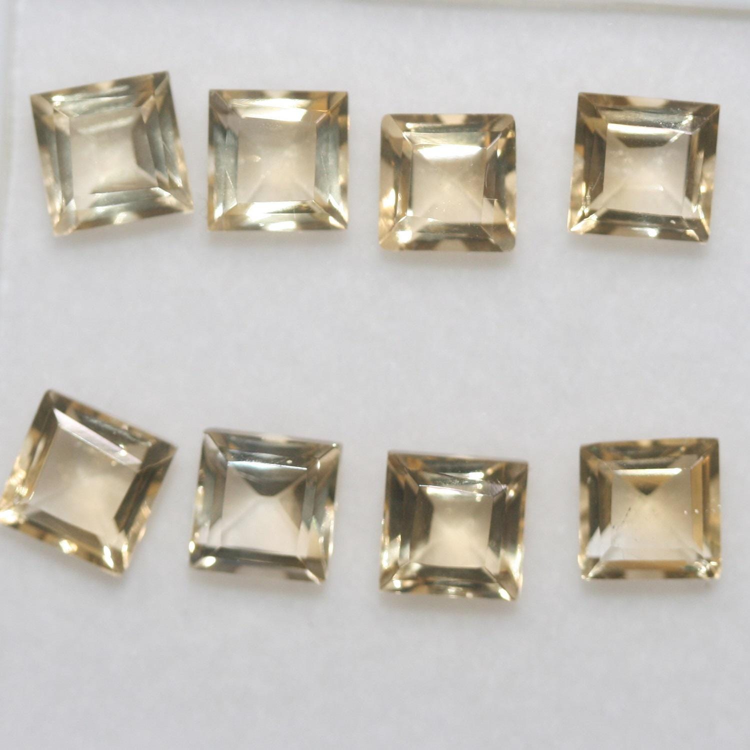 Lote de 8 piezas de citrino facetado cuadrado de 6 mm (8 piezas) - Ref. 652LO