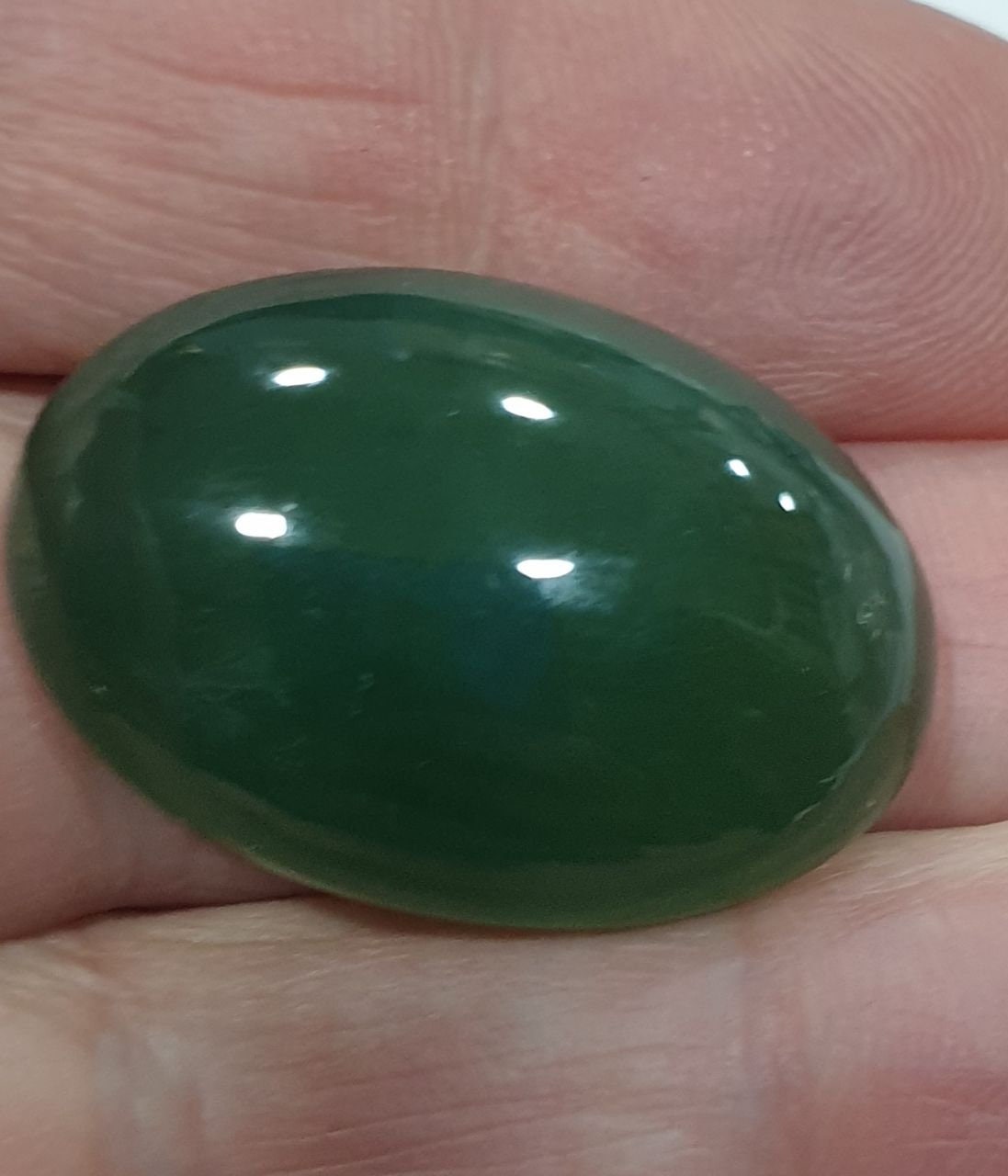 AAA Green Serpentine Oval  Cabochon 28.4x19.3mm. Natural Serpentine -35.8ct