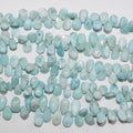 Perles en larimar St à facettes en forme de goutte de 8 pouces, 9 x 6 mm environ. - Longueur du brin : 20 cm.