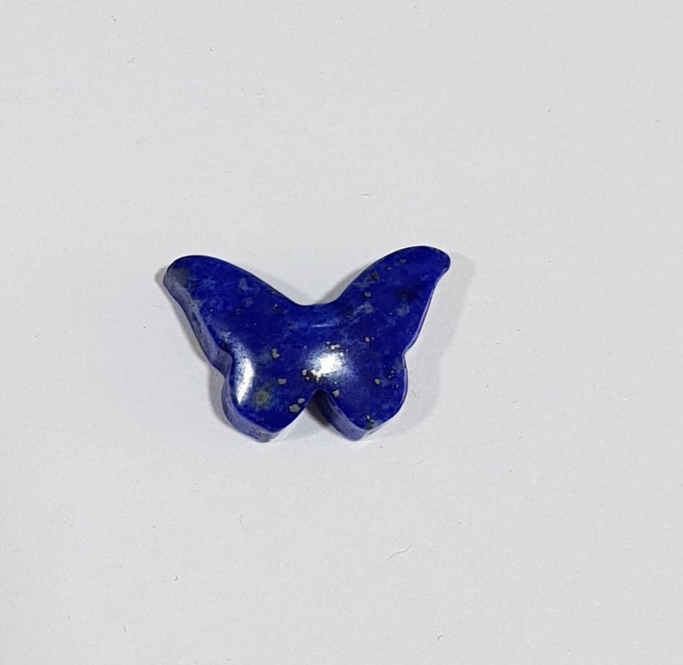 Colgante de mariposa de lapislázuli afgano azul real - Perforado en un lado - 18 x 12 mm - Artesanía de primera calidad