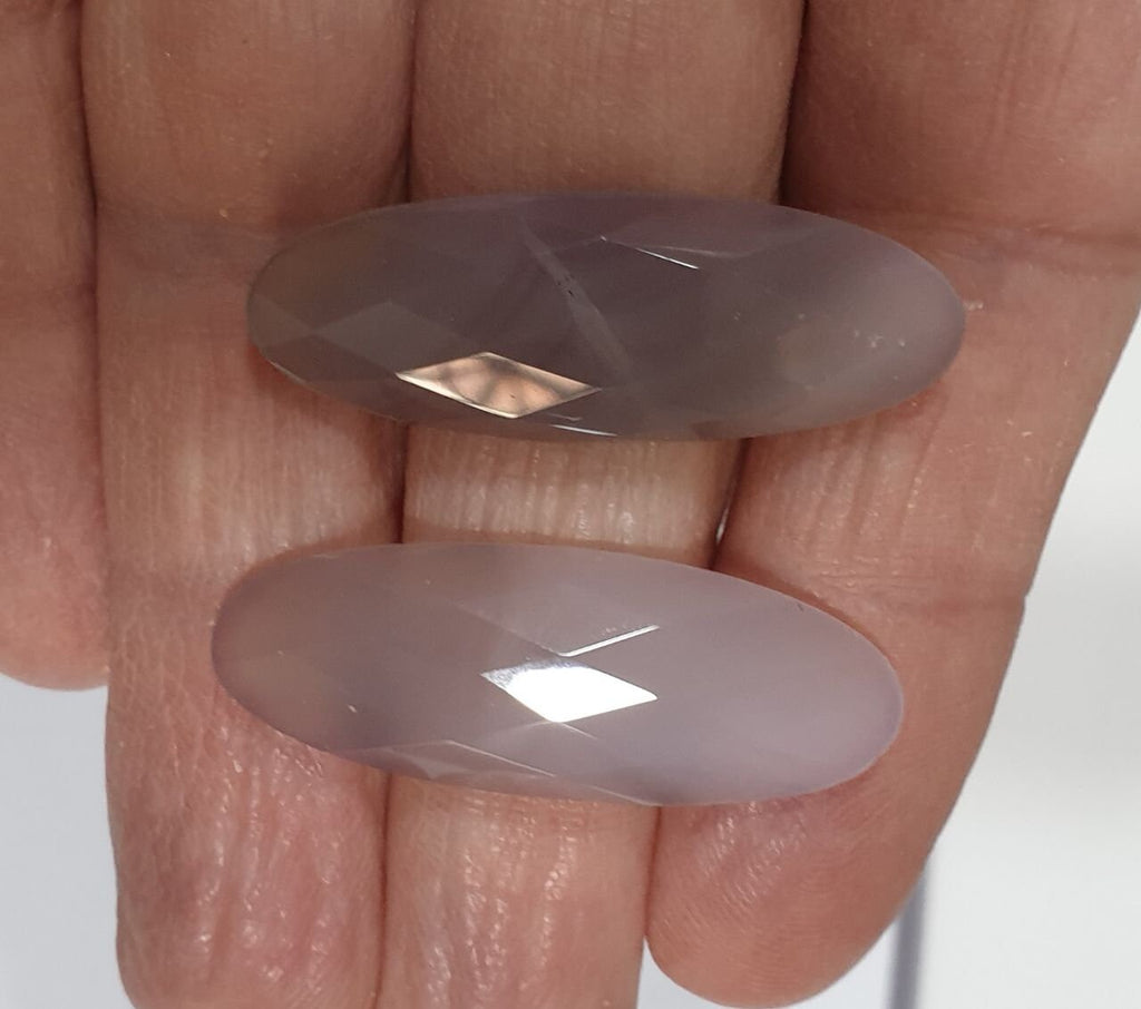 1 Pair Botswana Agate Faceted Oval 35x13 mm  2 pcs