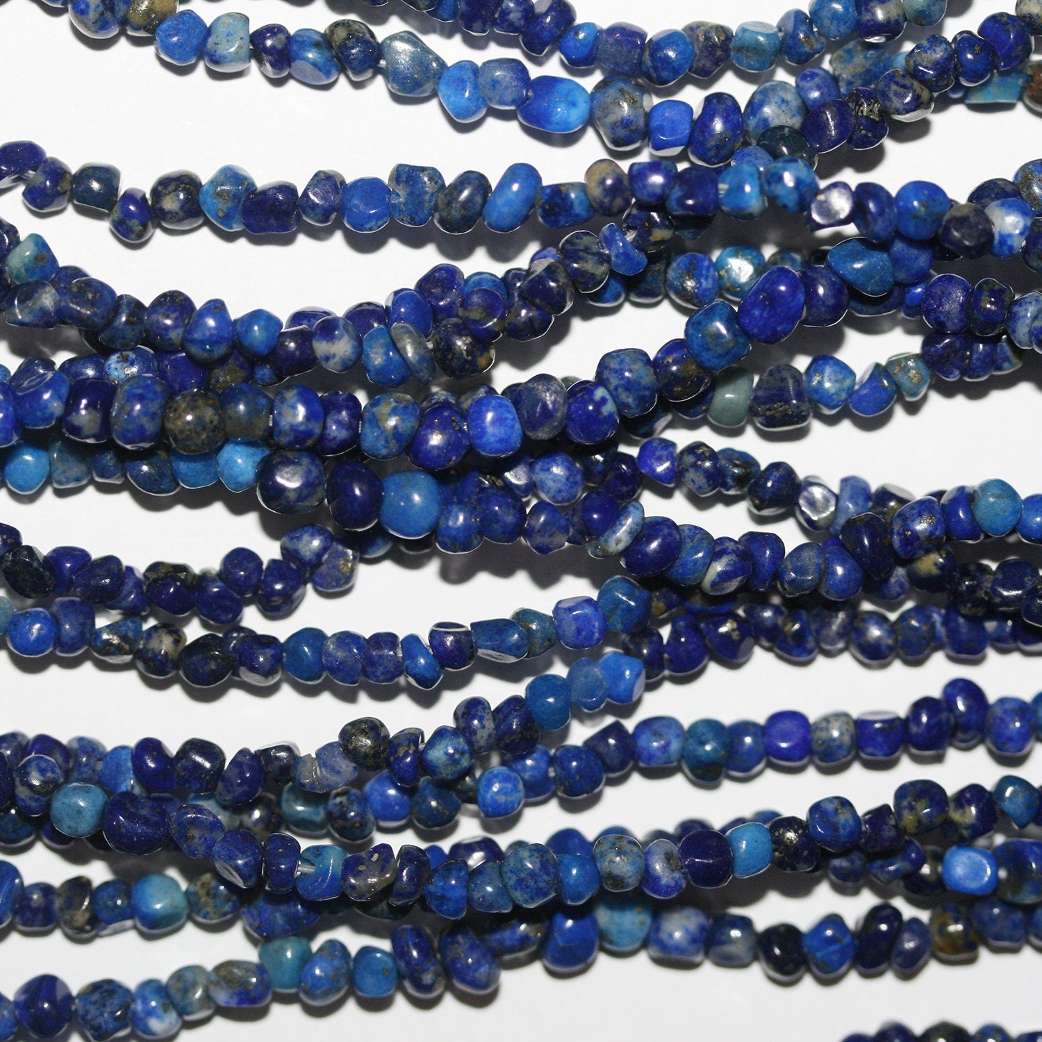 14" St Lapis Lazuli Smooth Nugget Beads 3-4mm.-Approx.-Strand 38cm.