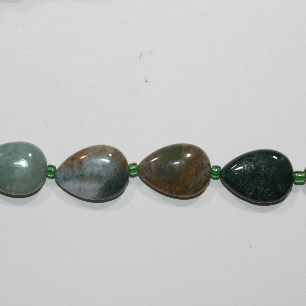14" St Indian Agate Smooth Drop Beads 18x13mm.-Strand 38cm.