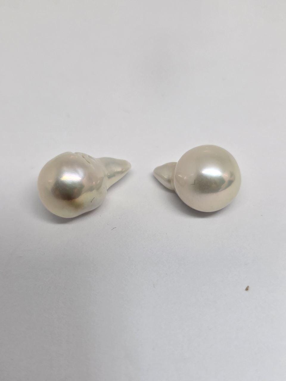 1 Matching Pair  AAA Top Luster Undrilled Freshwater Pearl Baroque Nugget 16x10.5mm  -Top Luster Natural Pearl- Pearl Earring