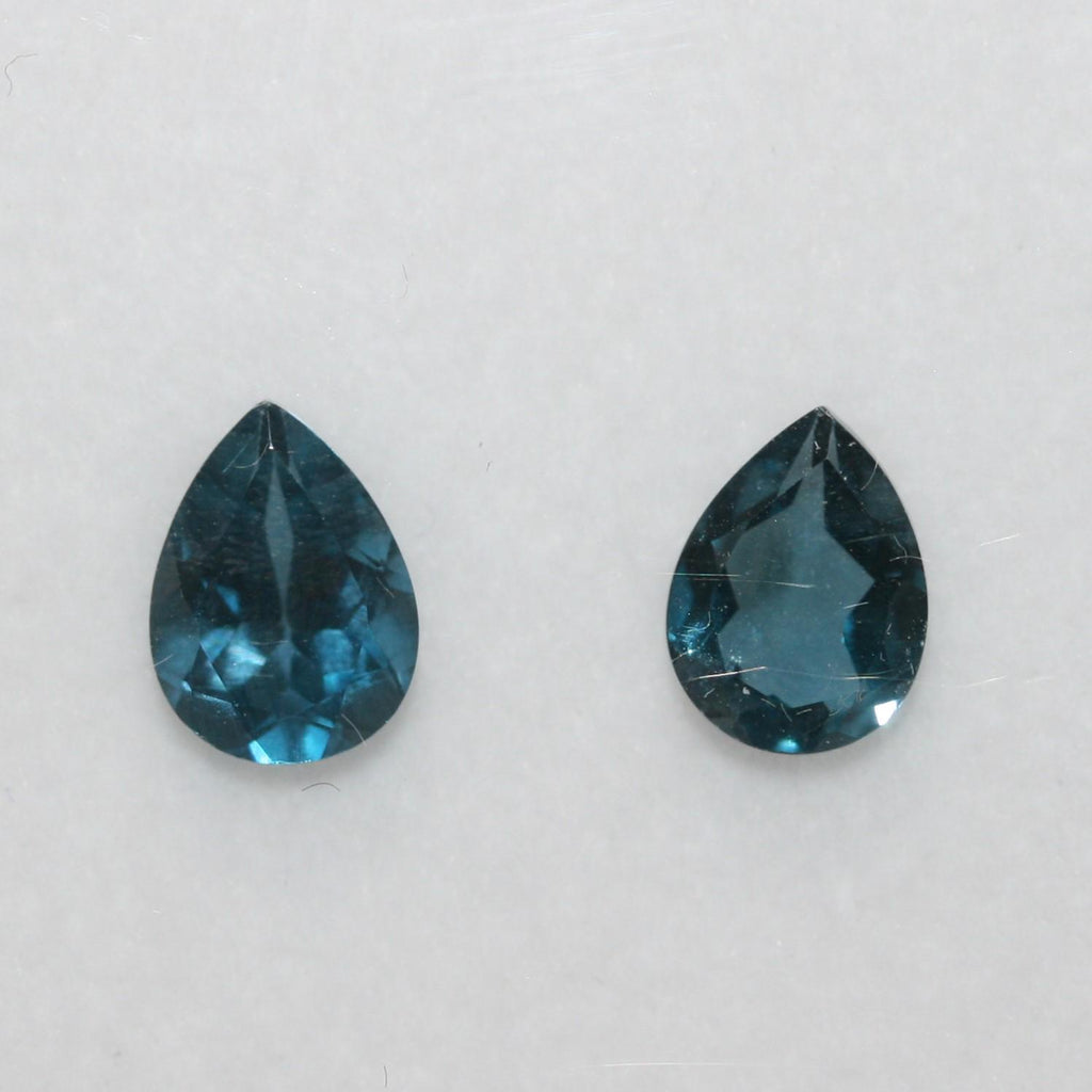 Lote de 2 piezas de topacio azul Londres facetado, gota de 9 x 6 mm (2 piezas)