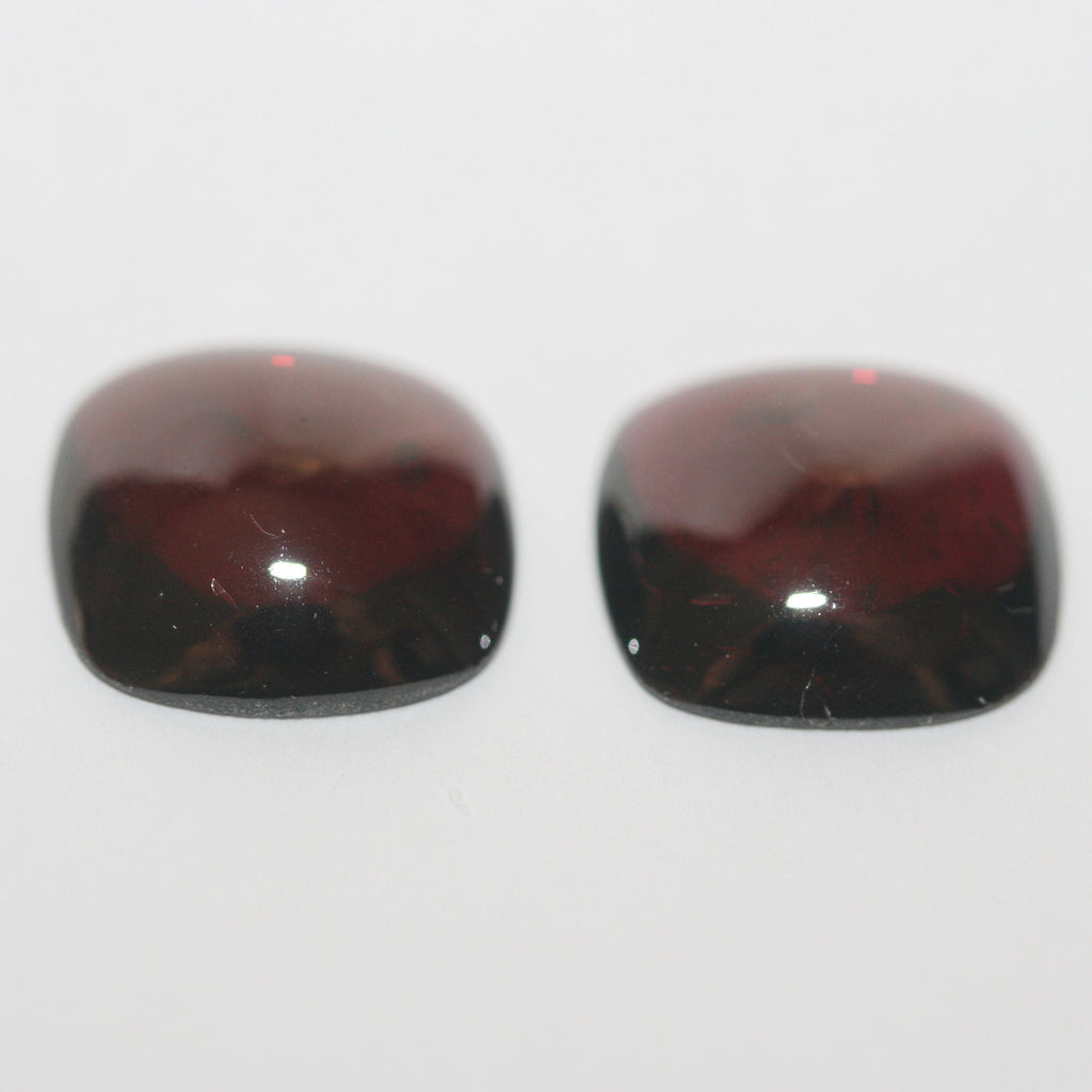 Garnet Pair Square Cabochon 12mm.-(12.8ct) - Designer Cabochon