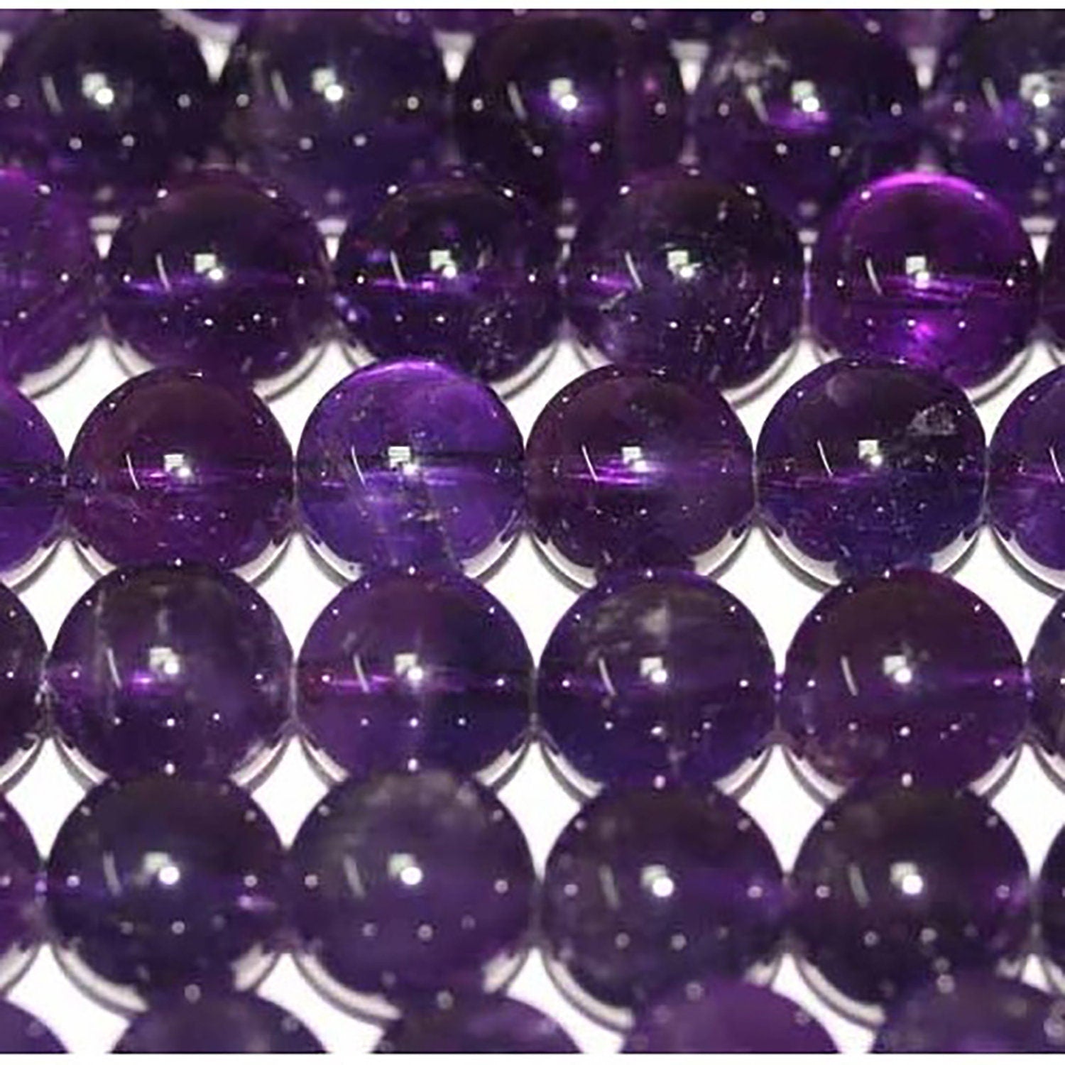 Cuentas redondas lisas de amatista de 16" (10 mm) - Hilo de 40 cm