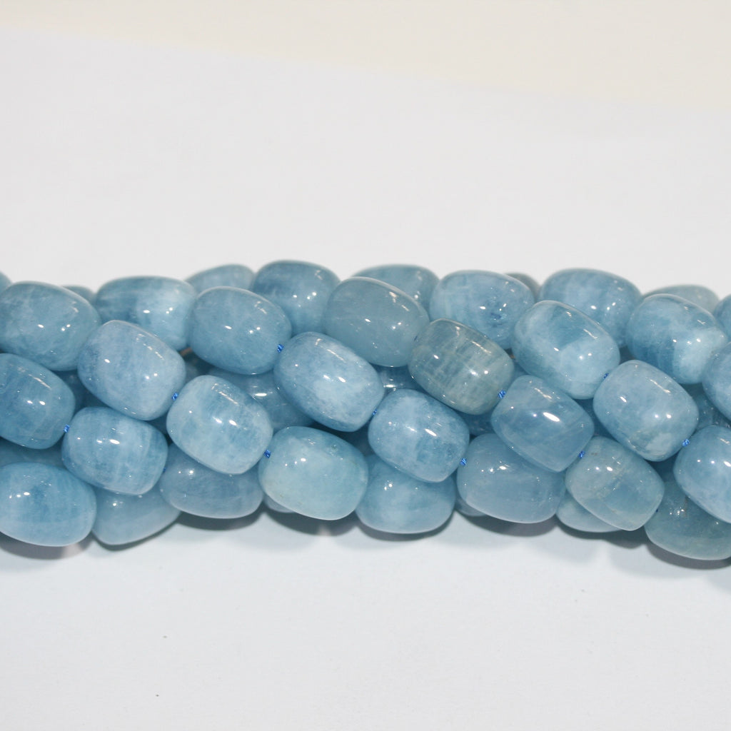 Cuentas de aguamarina lisas de 16" (16 x 12 mm). Longitud aproximada: 40 cm.