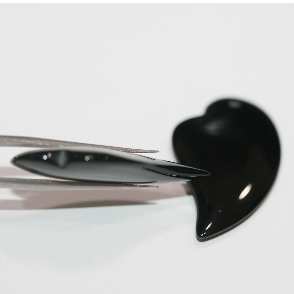 Pendentif feuille lisse en onyx 36x22mm.( 1 paire )