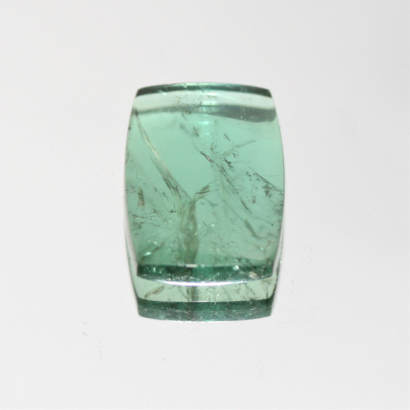 Tourmaline bleu-vert cabochon coussin 14,8 x 11 mm (7,42 ct) - Pierre naturelle non traitée