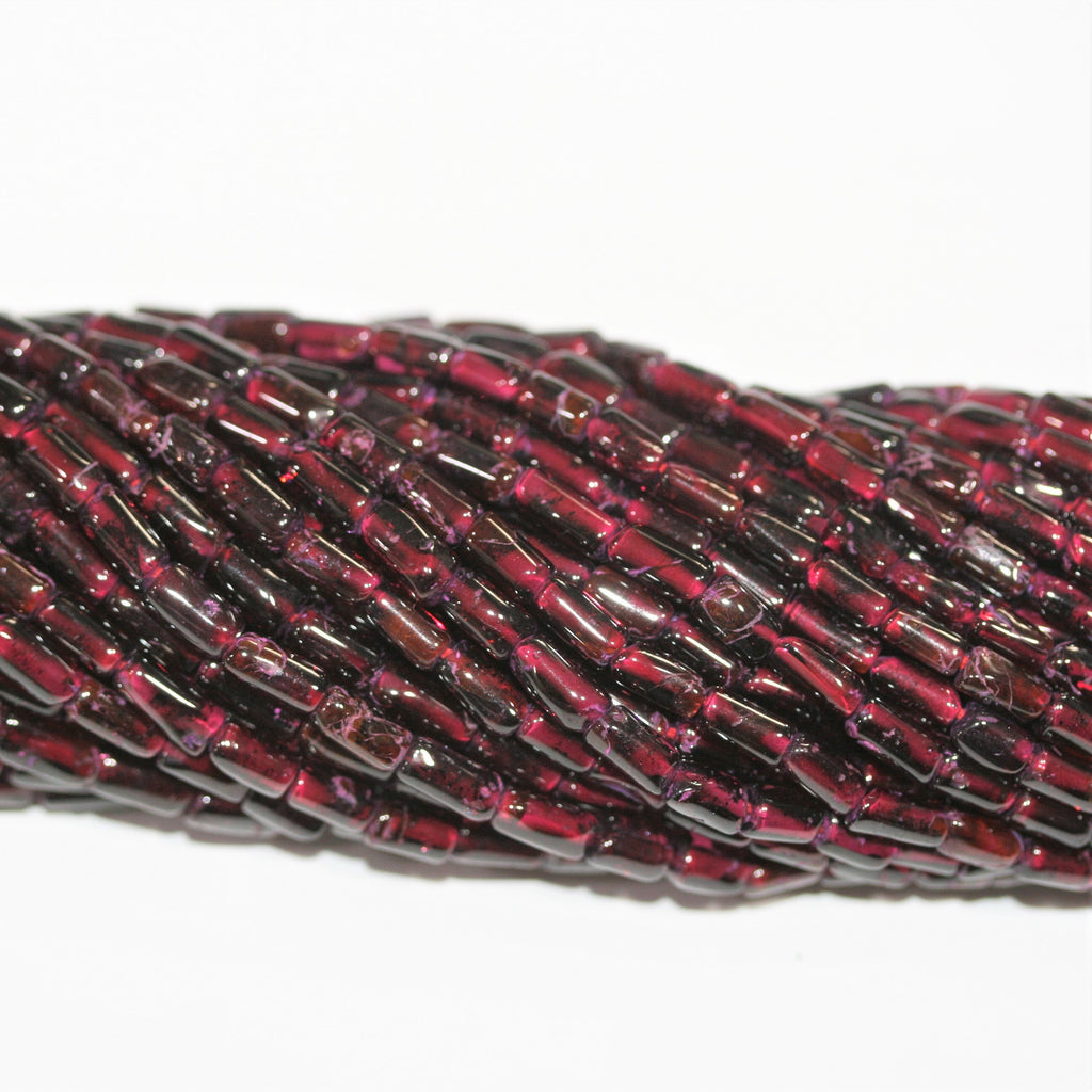 Perles tubulaires lisses en grenat de Saint-Pierre, 14 pouces, 6 x 3 mm. Longueur approximative du brin : 36 cm.