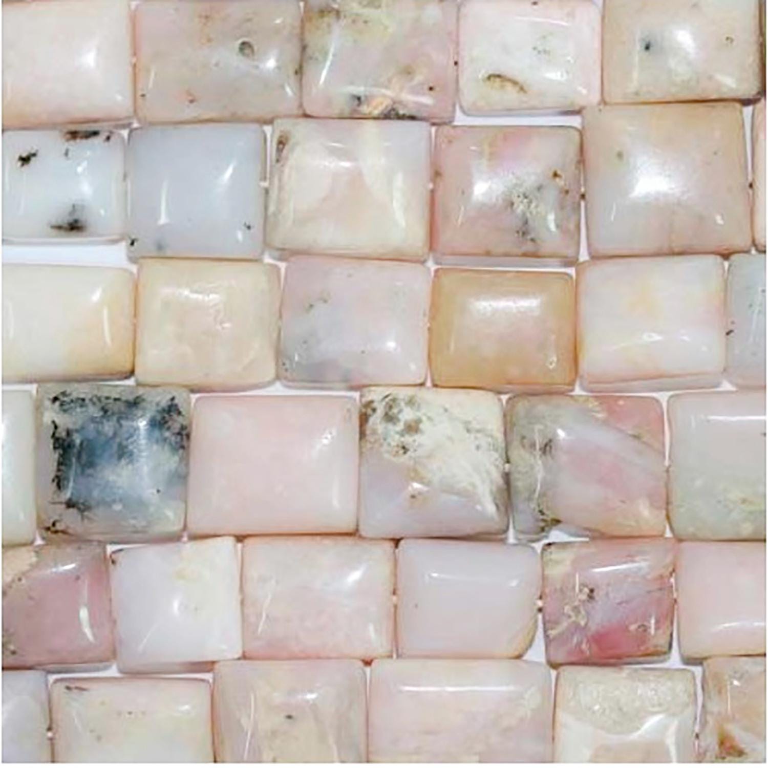 Perles rectangulaires lisses en opale rose St, 12 x 10 mm environ, 14 pouces (35,5 cm) - Longueur du fil : 38 cm environ