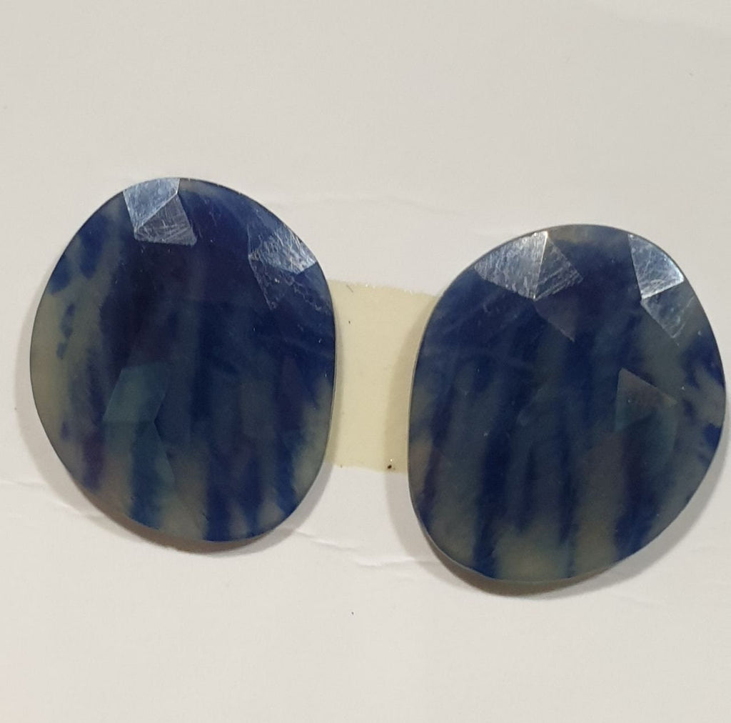 1 Pair Blue Sapphire Cabochon  Layout Matching Pair - Rose Cut 19.8ct Lot- Untreated Gemstone Natural Gems -Wholesale lot