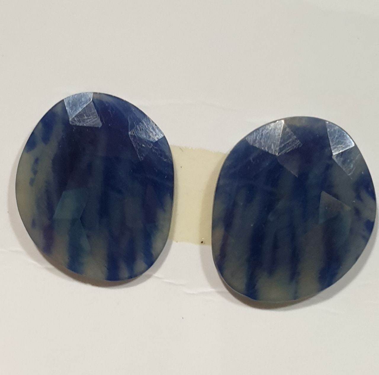 1 Pair Blue Sapphire Cabochon  Layout Matching Pair - Rose Cut 19.8ct Lot- Untreated Gemstone Natural Gems -Wholesale lot