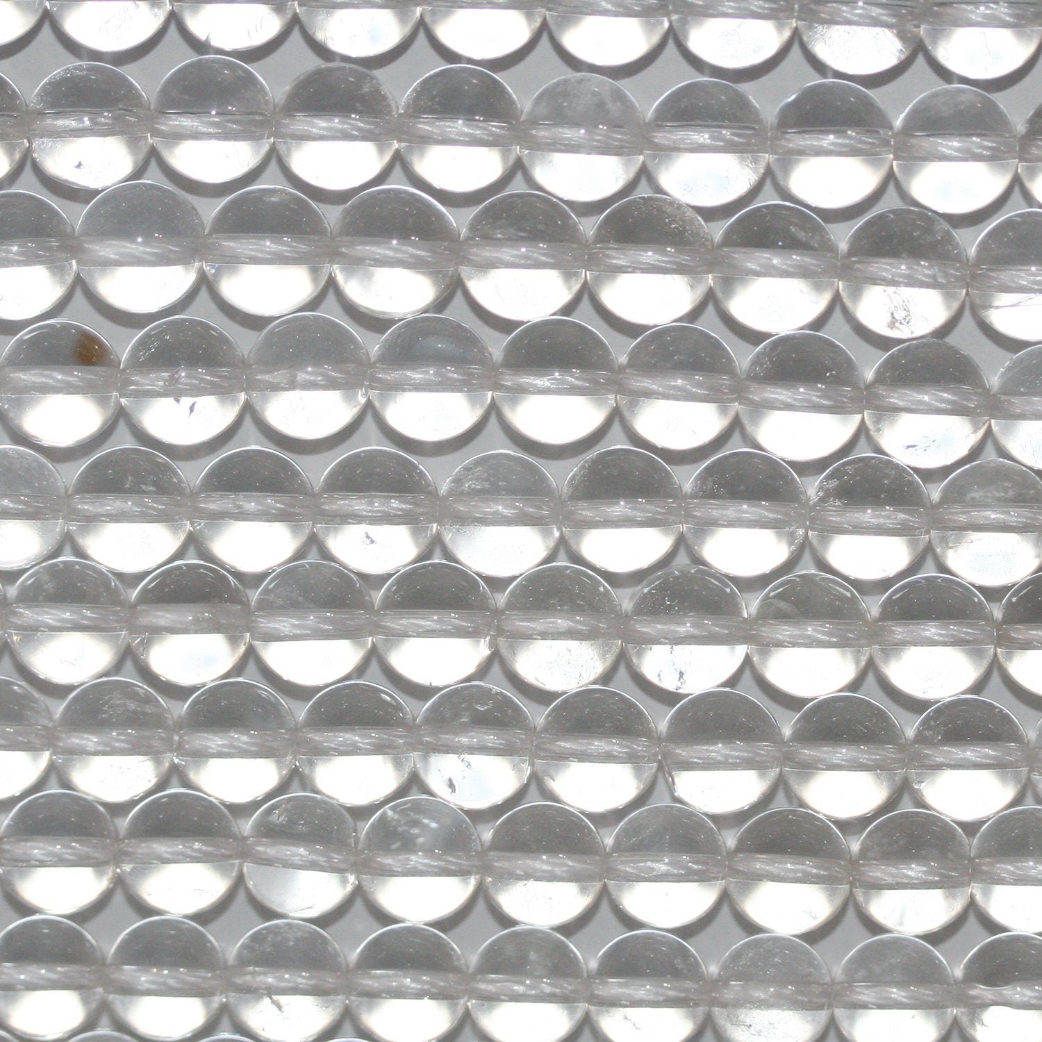 Perles rondes lisses en cristal de roche de 15 pouces (10 mm) - Fil de 39 cm