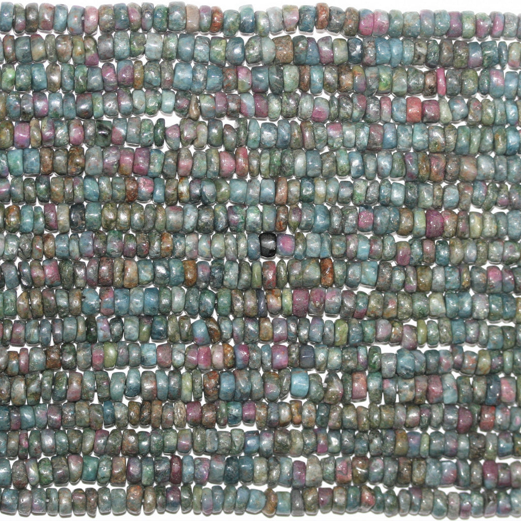 13" St Ruby Zoisite Irregular Smooth Disc Beads 4x2mm. Approx.- Strand 33cm.
