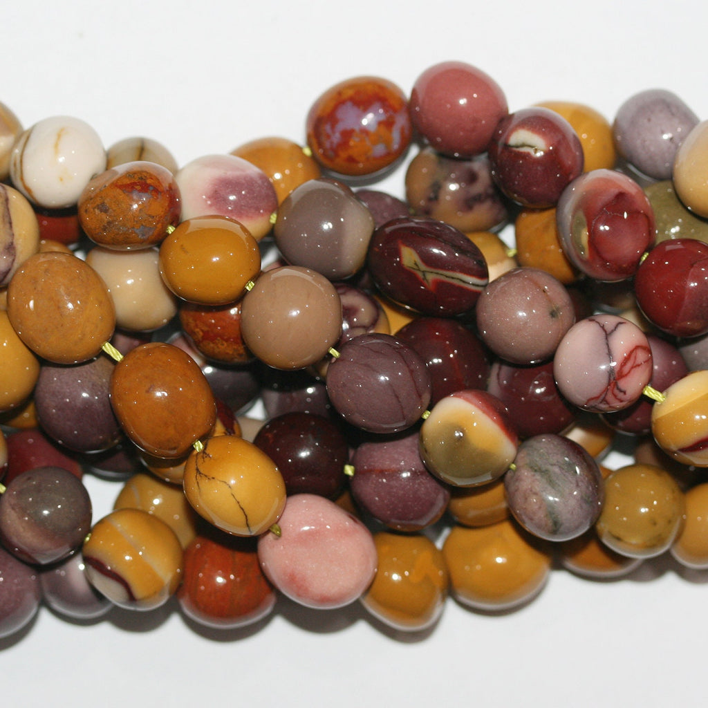 Perles de mookaïte St irrégulières et lisses en forme de pépites, 10-12 mm environ - Longueur du fil : 39 cm