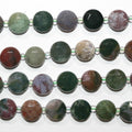 14" St Indian Agate Faceted Coin Beads 10mm.-Strand 37cm.-Item.14757
