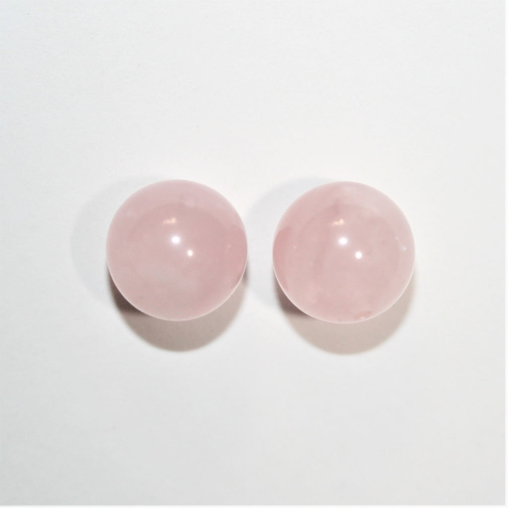 Perles rondes en quartz rose de 10 mm. Semi-percées. (4 paires)