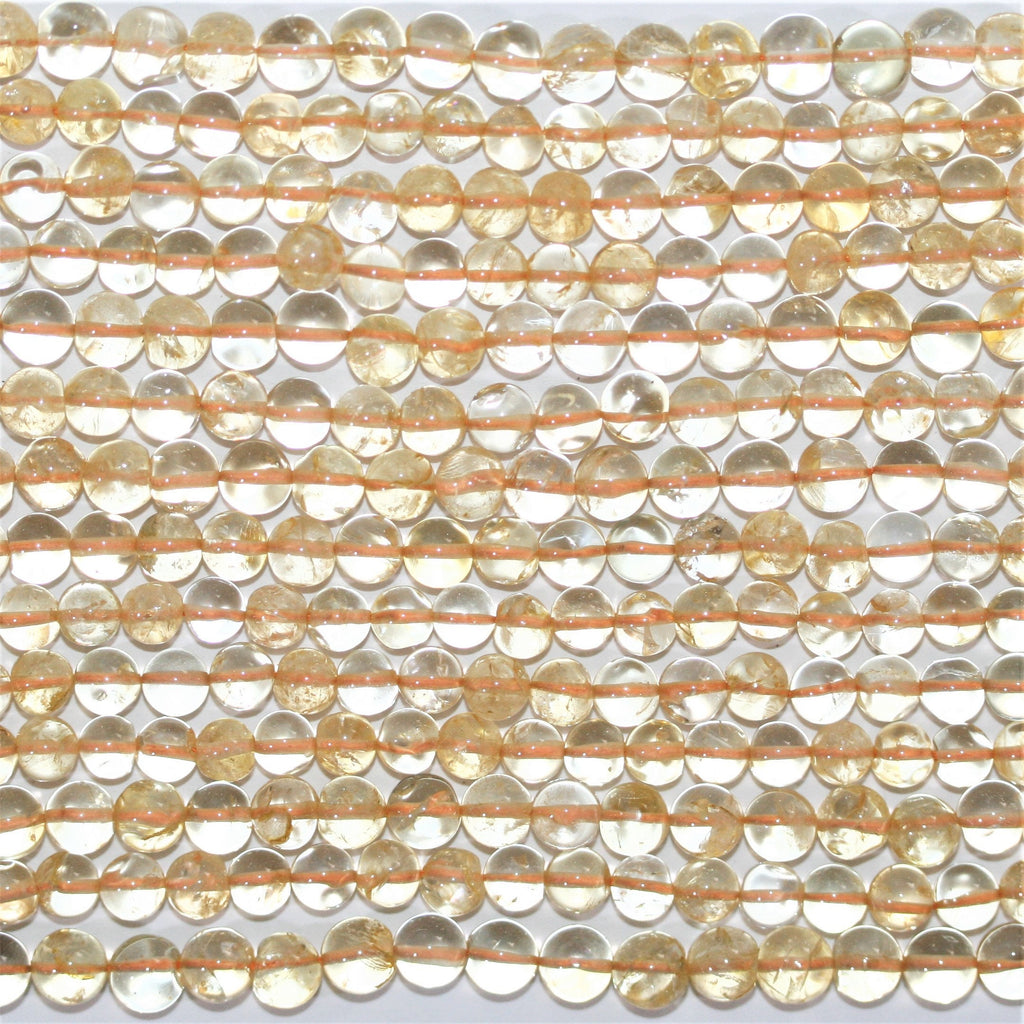Perles rondes lisses de citrine 6-6,5 mm.-Rig 36 cm.