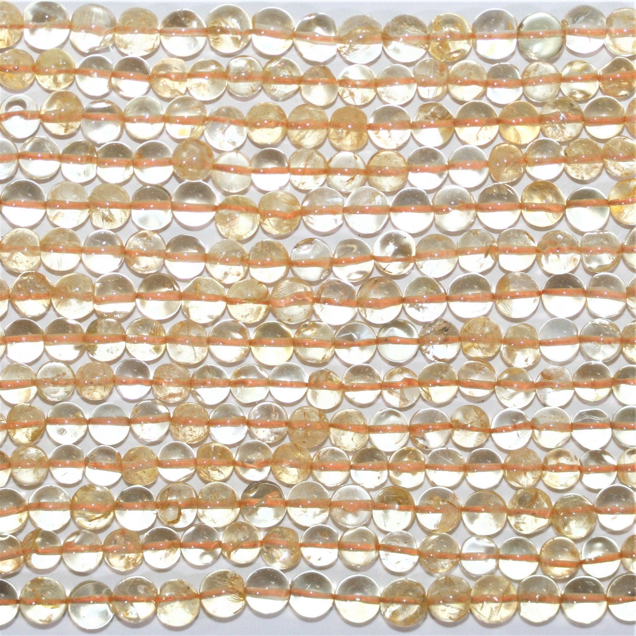 Perles rondes lisses de citrine 6-6,5 mm.-Rig 36 cm.