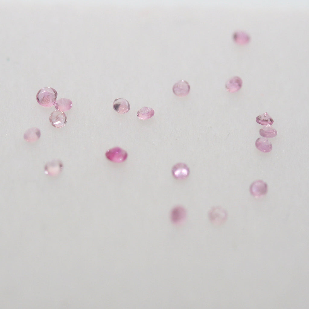 Lote de zafiros rosas facetados redondos de 1 mm. - Paquetes de piedras preciosas - Piedras sueltas al por mayor - Gemas naturales