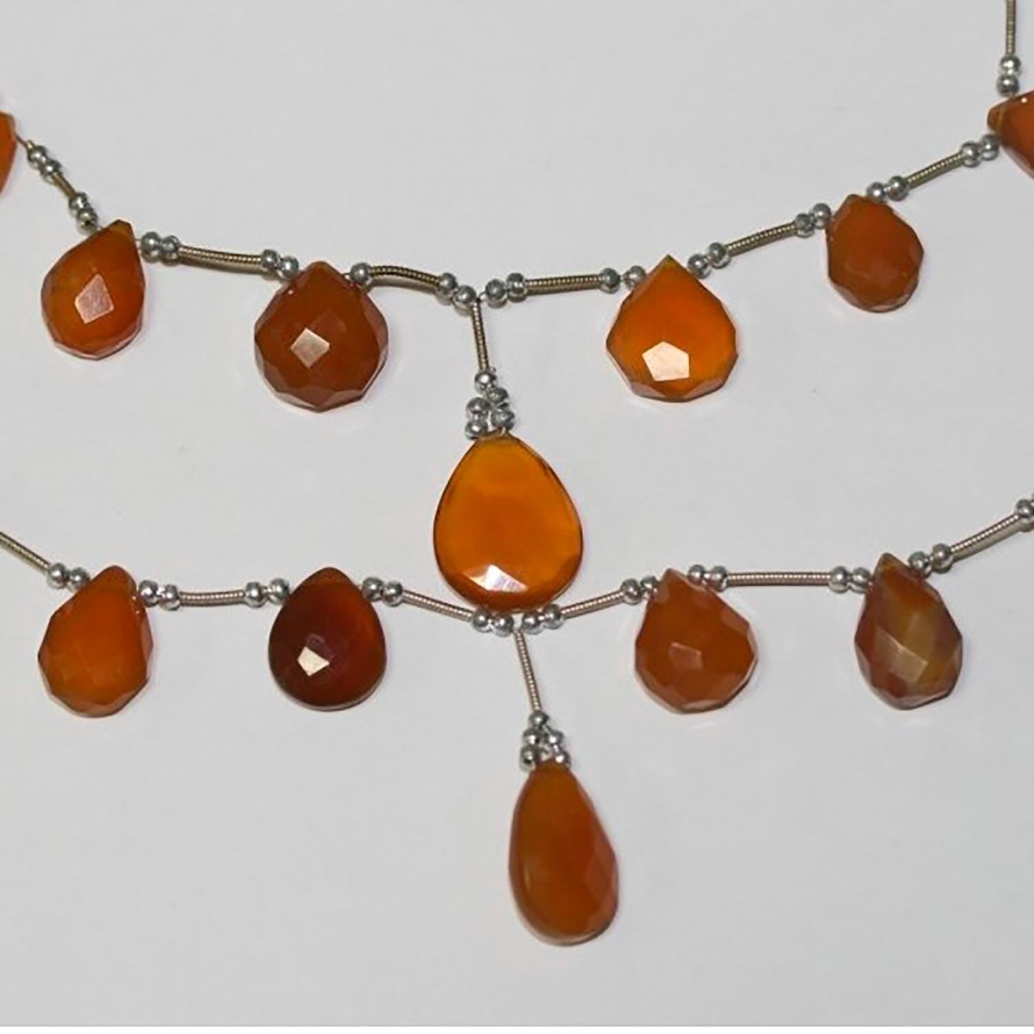 Cuentas facetadas de calcedonia marrón de 15 cm, 16 x 12 mm (aprox. - Hilo de 13 cm)