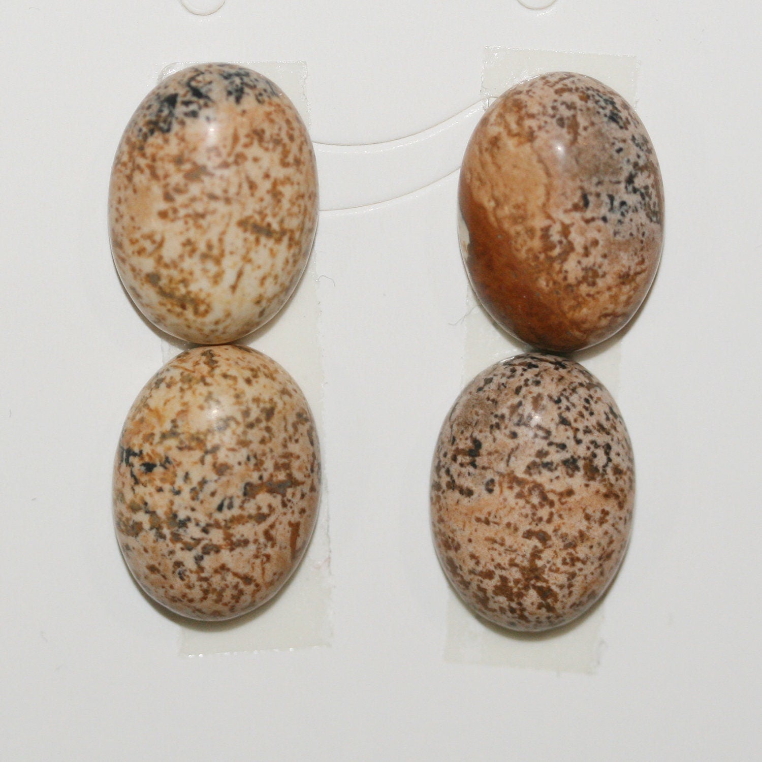 Lote de 4 cabujones ovalados de jaspe (4 piezas) 16 x 12 mm