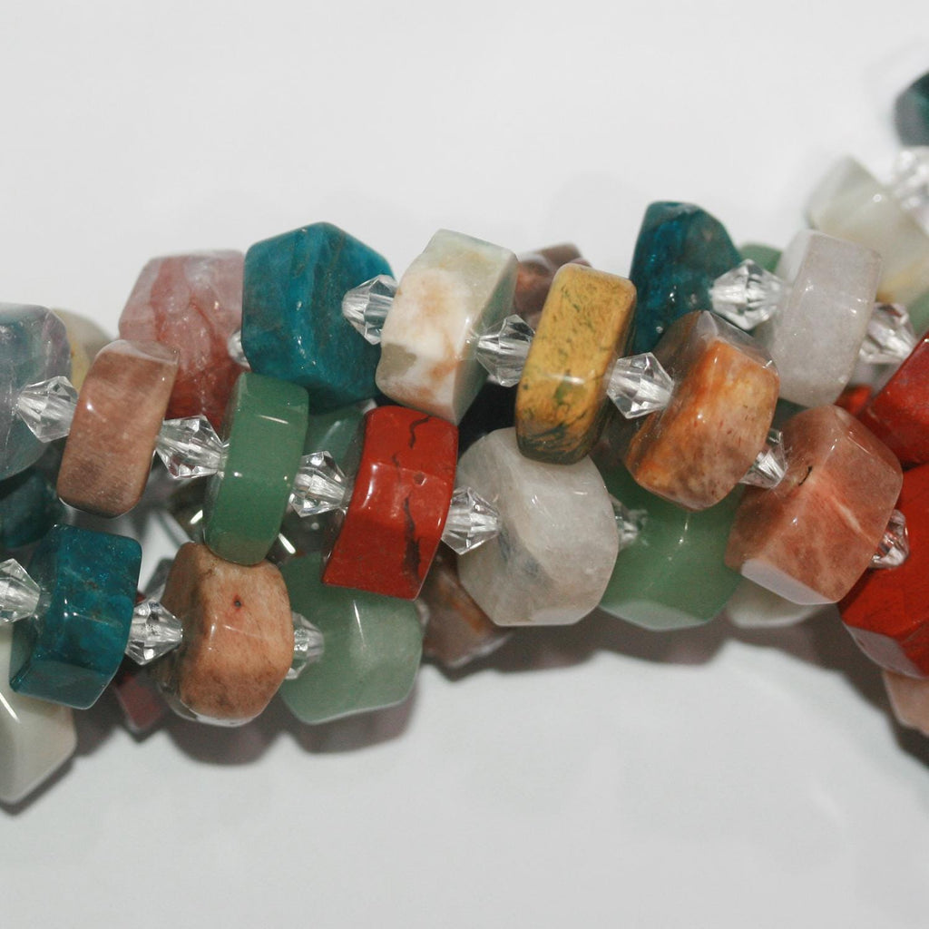 13" St Multi Stone Faceted Rondelle Beads 14x7mm.Approx.-Strand 36cm.