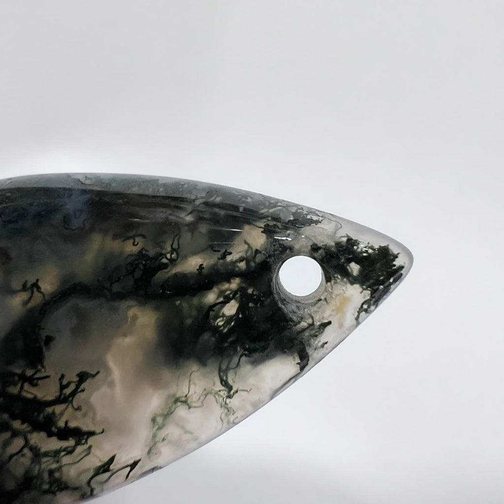 1 Pcs Moss Agate Drop Pendant 26x16 mm.Approx.-(1 pcs.)