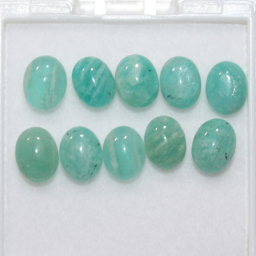 10 cabochons ovales en amazonite 8 x 6 mm (10 pièces). - Réf. : 1130CB