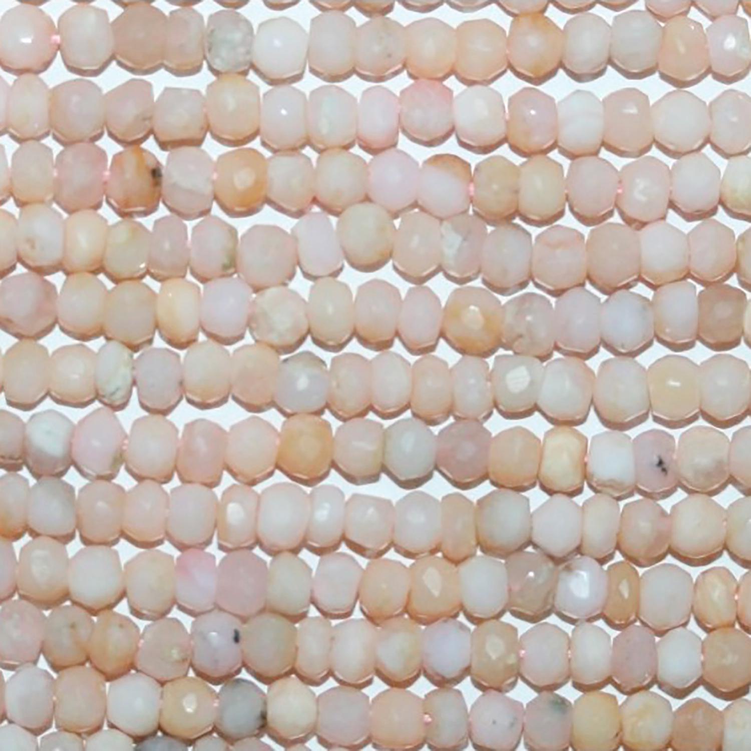 Perles rondelles à facettes en opale rose St, 14 pouces (environ 37 cm), 4 x 3 mm. Longueur du fil : 37 cm.