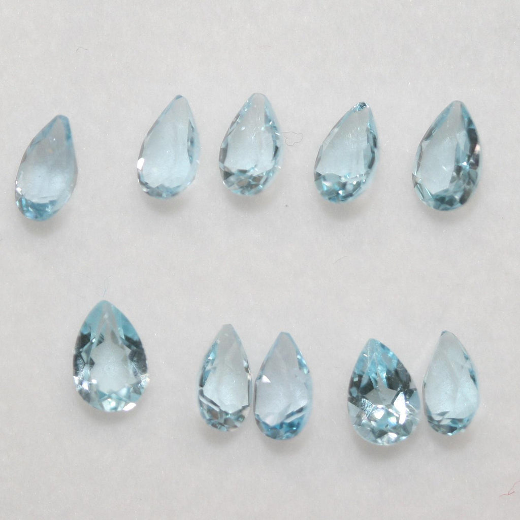 10Pcs Lot Sky Topaz Drop Faceted 6x4mm (10 pcs).