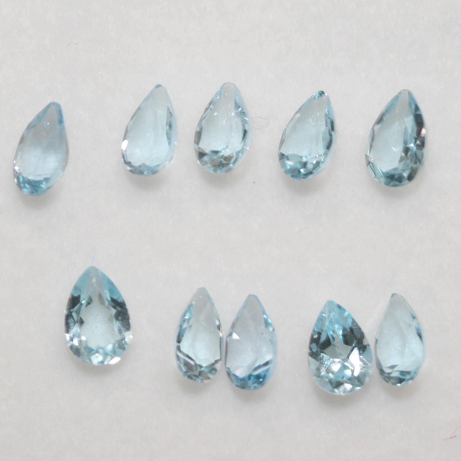 10Pcs Lot Sky Topaz Drop Faceted 6x4mm (10 pcs).