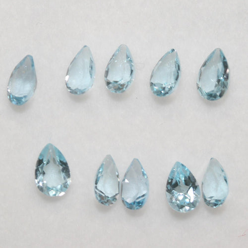 Lot de 10 Topazes Ciel en Goutte Facettées 6x4mm (10 pièces).