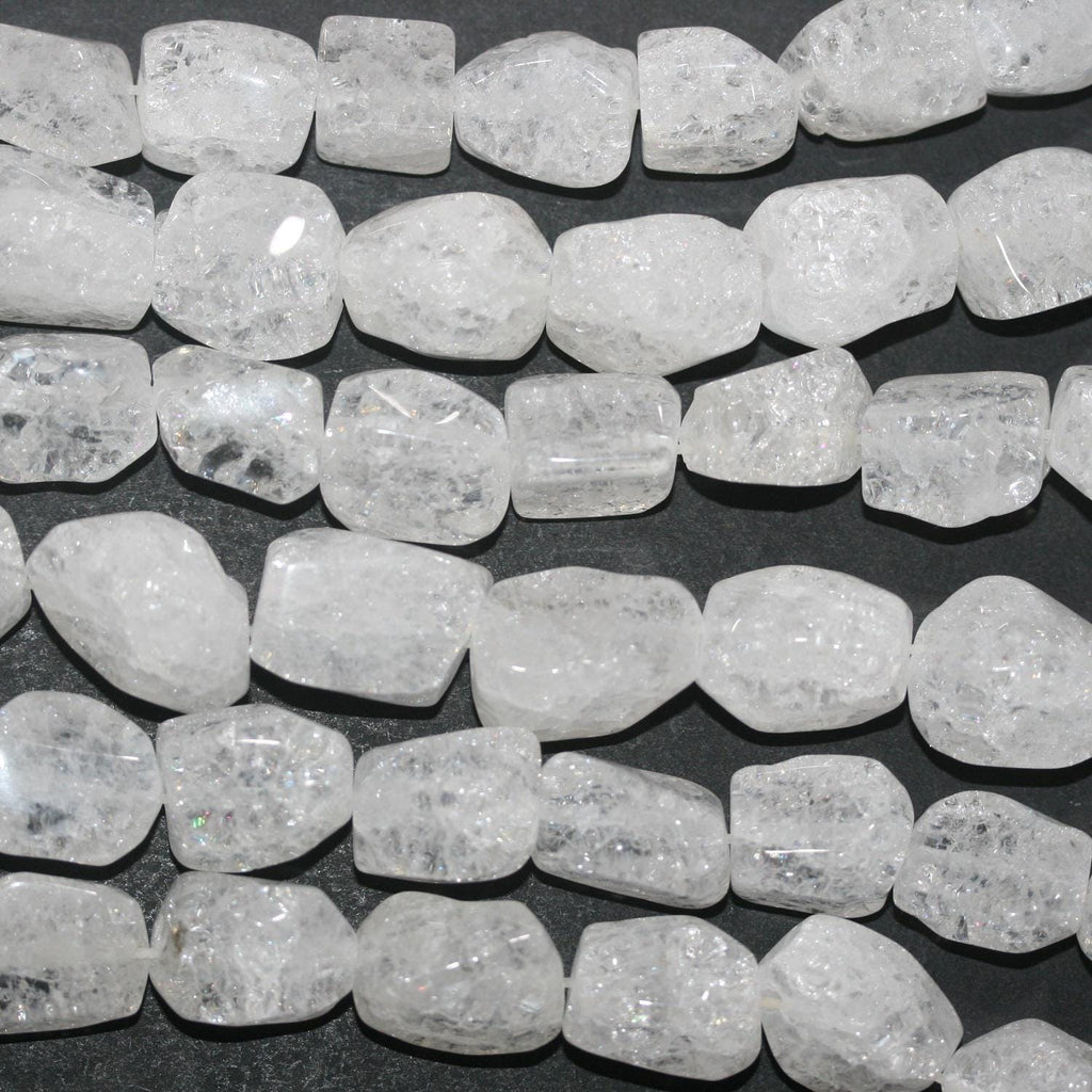 Perles de quartz cristal de roche facettées et craquelées, 15 pouces (environ 39 cm), longueur 39 cm (39 cm).