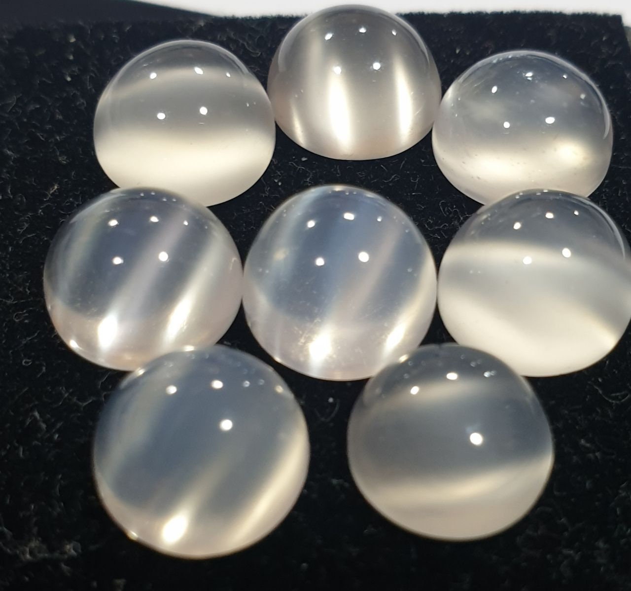 Lote de 8 cabujones redondos de piedra lunar ojo de gato de 9 mm (8 unidades).