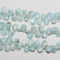 Perles en larimar St à facettes en forme de goutte de 8 pouces, 8 x 6 mm environ. - Longueur du brin : 20 cm.