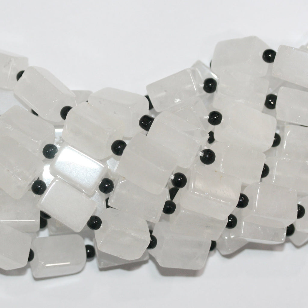 Perles de quartz cristal de roche St à prisme lisse, 15 x 10 mm, longueur 39 cm.