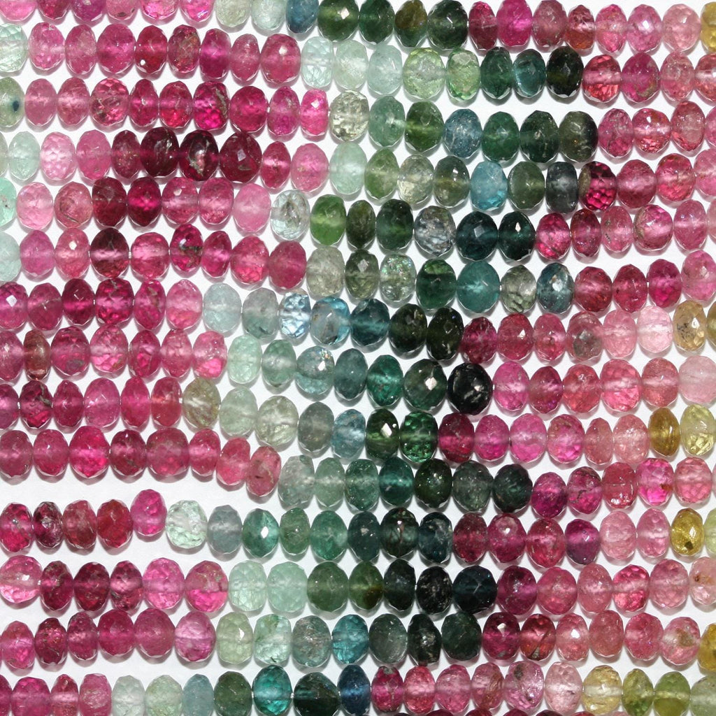 Perles rondelles à facettes en tourmaline St 15" 5x4mm.-Rig 38cm.